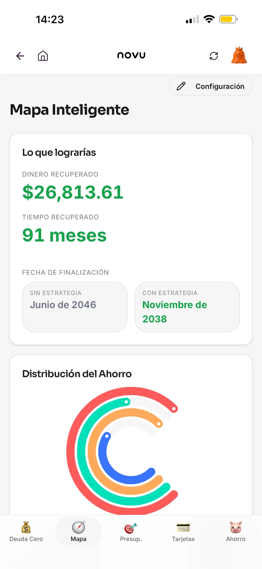 Mapa Inteligente con el dinero recuperado y la fecha de finalización