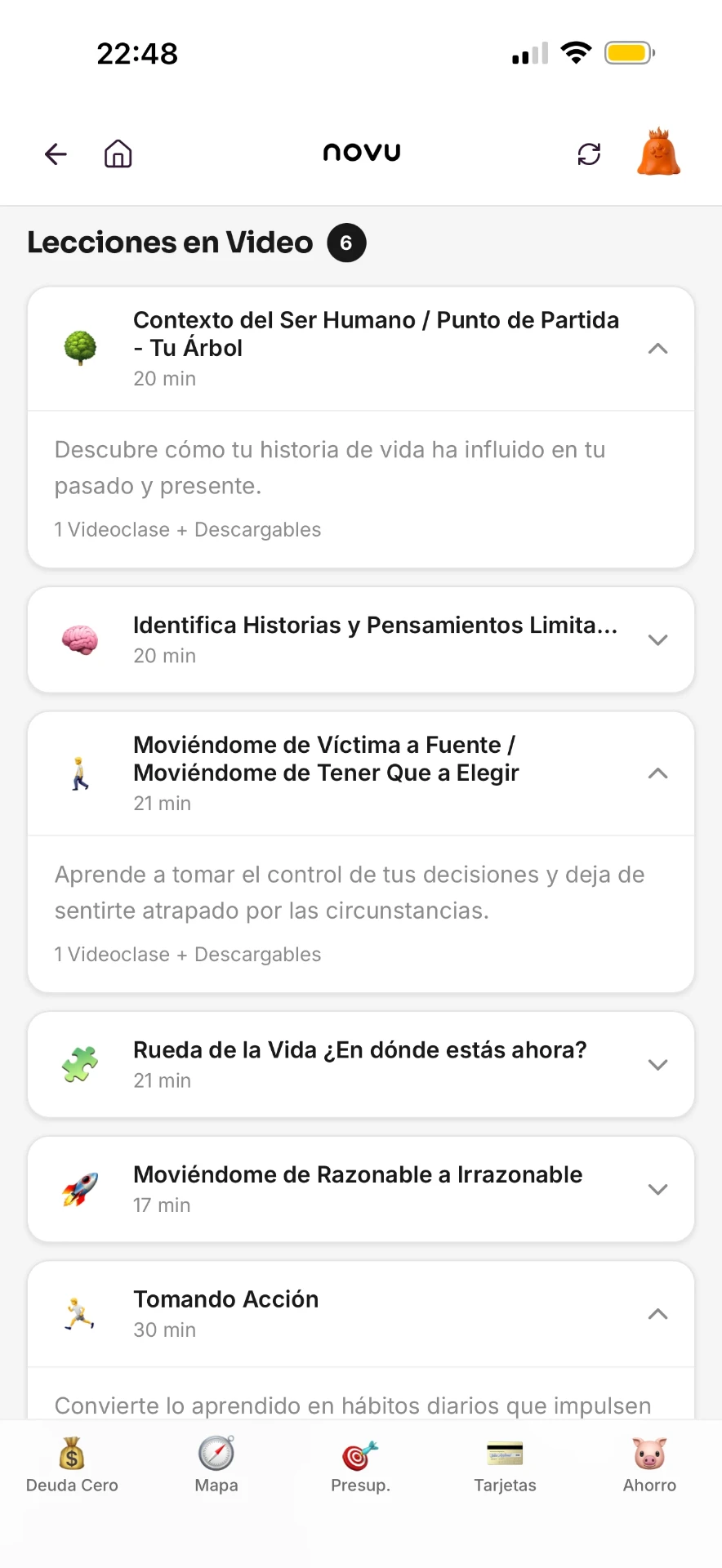 Mini Curso de Mentalidad de novu con sus lecciones en video
